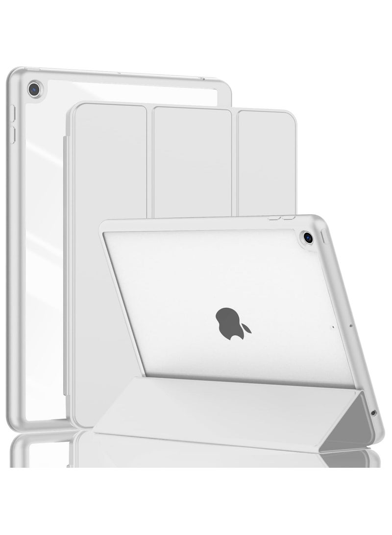MIGOFAST iPad 9th Generation Case 2021/iPad 8th Generation Case 2020 10.2 Inch with Pencil Holder iPad 7th Gen 2019 Case with Clear Transparent Back, Auto Wake/Sleep Cover Gray Silver  - Image 1