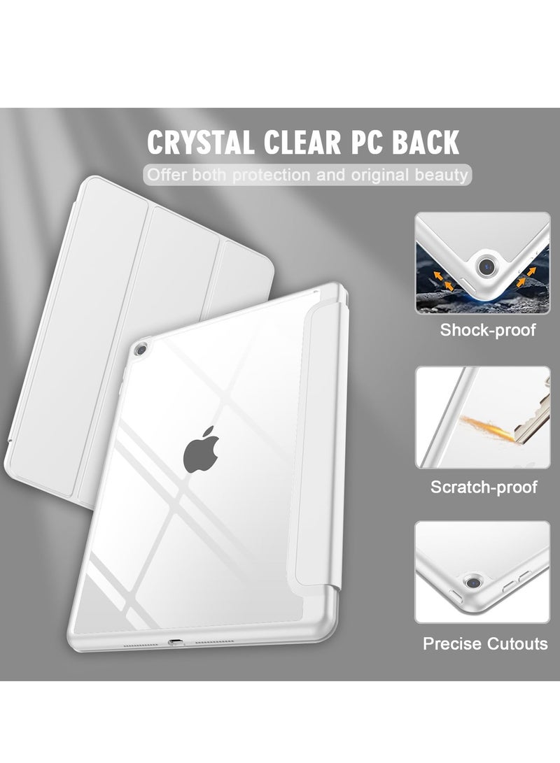 MIGOFAST iPad 9th Generation Case 2021/iPad 8th Generation Case 2020 10.2 Inch with Pencil Holder iPad 7th Gen 2019 Case with Clear Transparent Back, Auto Wake/Sleep Cover Gray Silver  - Image 3