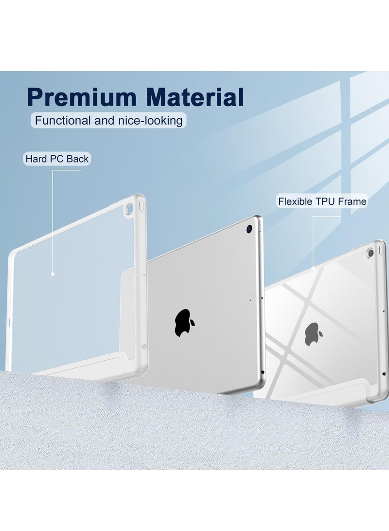 MIGOFAST iPad 9th Generation Case 2021/iPad 8th Generation Case 2020 10.2 Inch with Pencil Holder iPad 7th Gen 2019 Case with Clear Transparent Back, Auto Wake/Sleep Cover Gray Silver  - Image 2