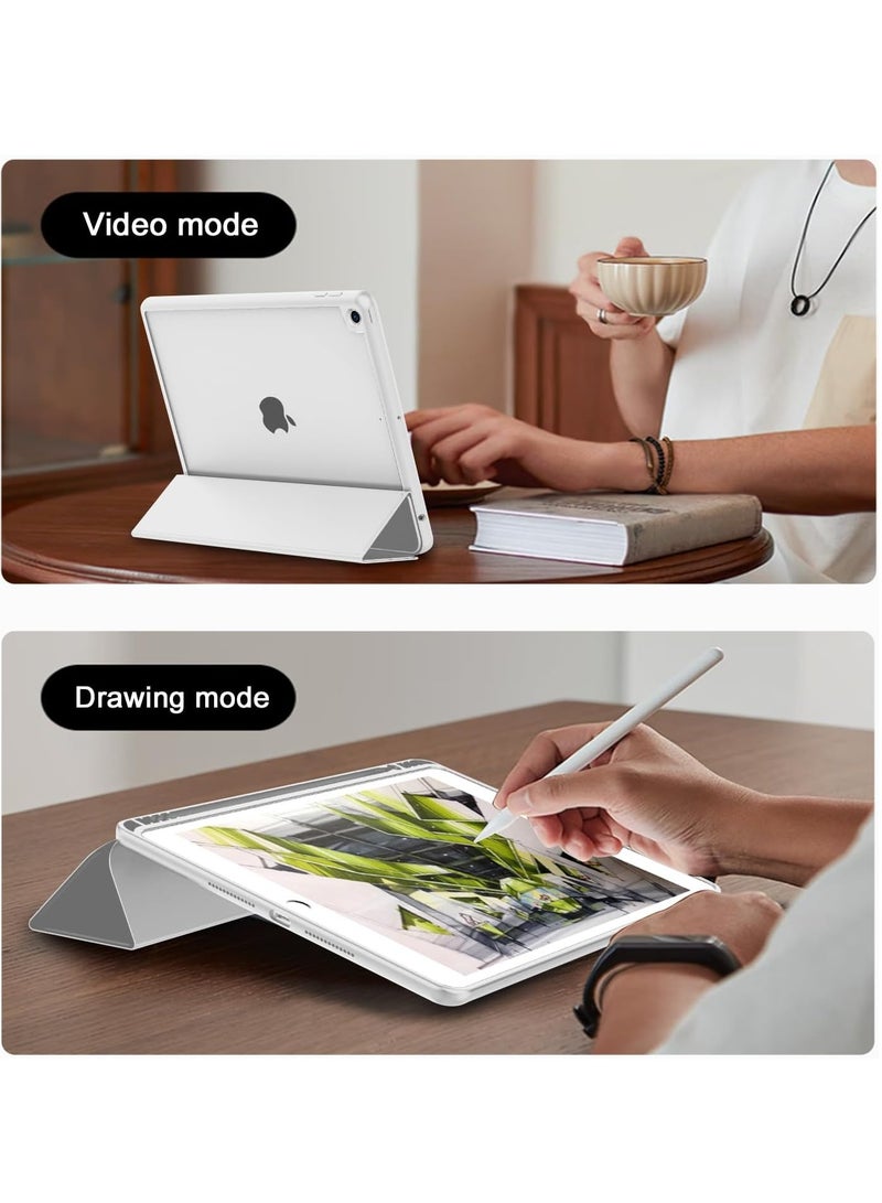 MIGOFAST iPad 9th Generation Case 2021/iPad 8th Generation Case 2020 10.2 Inch with Pencil Holder iPad 7th Gen 2019 Case with Clear Transparent Back, Auto Wake/Sleep Cover Gray Silver  - Image 5
