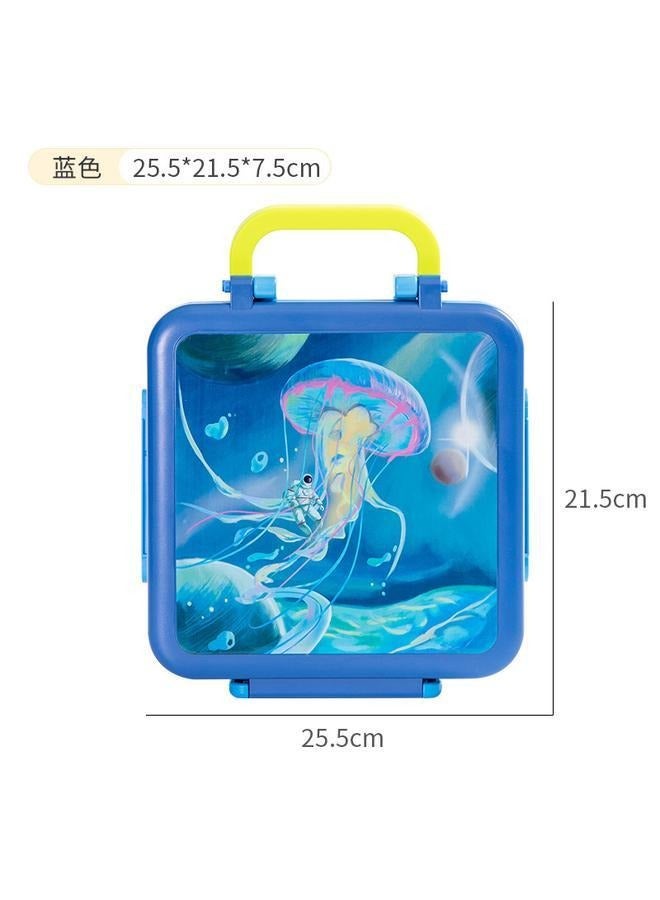Bento box, insulated lunch box with hot water bottle, sealed lunch box with hot food bottle, sealed lunch box with cutlery and snack box, 4 section lunch box for school, office and outdoors (blue) - Image 3