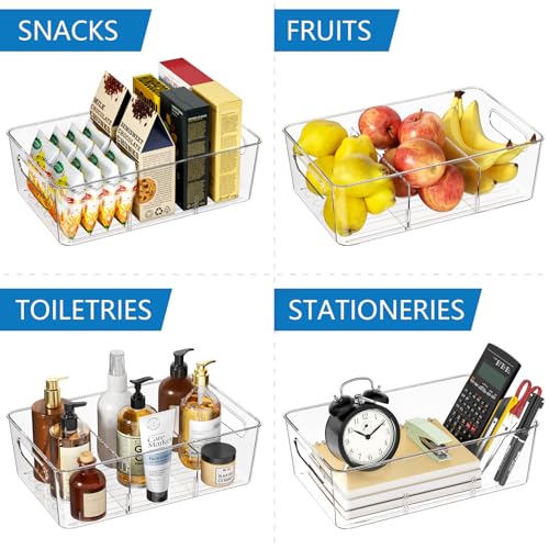 Mpotmiy Pantry Organizers and Storage , 8 Pack Snack Organizer for Pantry Shelf,Food Storage Bins with Divider,Clear Containers for Organizing,Transparent Plastic Basket,Refrigerator and Fridge Bins - Image 5
