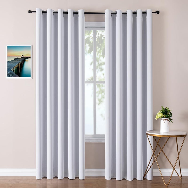 ChrisDowa Blackout Curtains 70 inches Wide for Bedroom - 2 Panels Set Extra Wide Grommet Thermal Insulated Room Darkening Curtains for Living Room (Greyish White  70 x 84 Inch) - Image 1