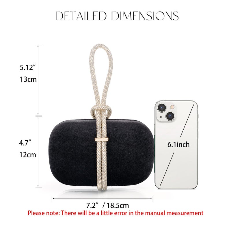 CARIEDO Women's Evening Handbag Clutch Velvet Fabric Bridal Purse for Wedding Prom Night Out Party,Black - Image 5