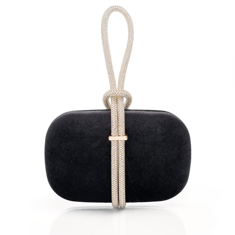CARIEDO Women's Evening Handbag Clutch Velvet Fabric Bridal Purse for Wedding Prom Night Out Party,Black - Image 1
