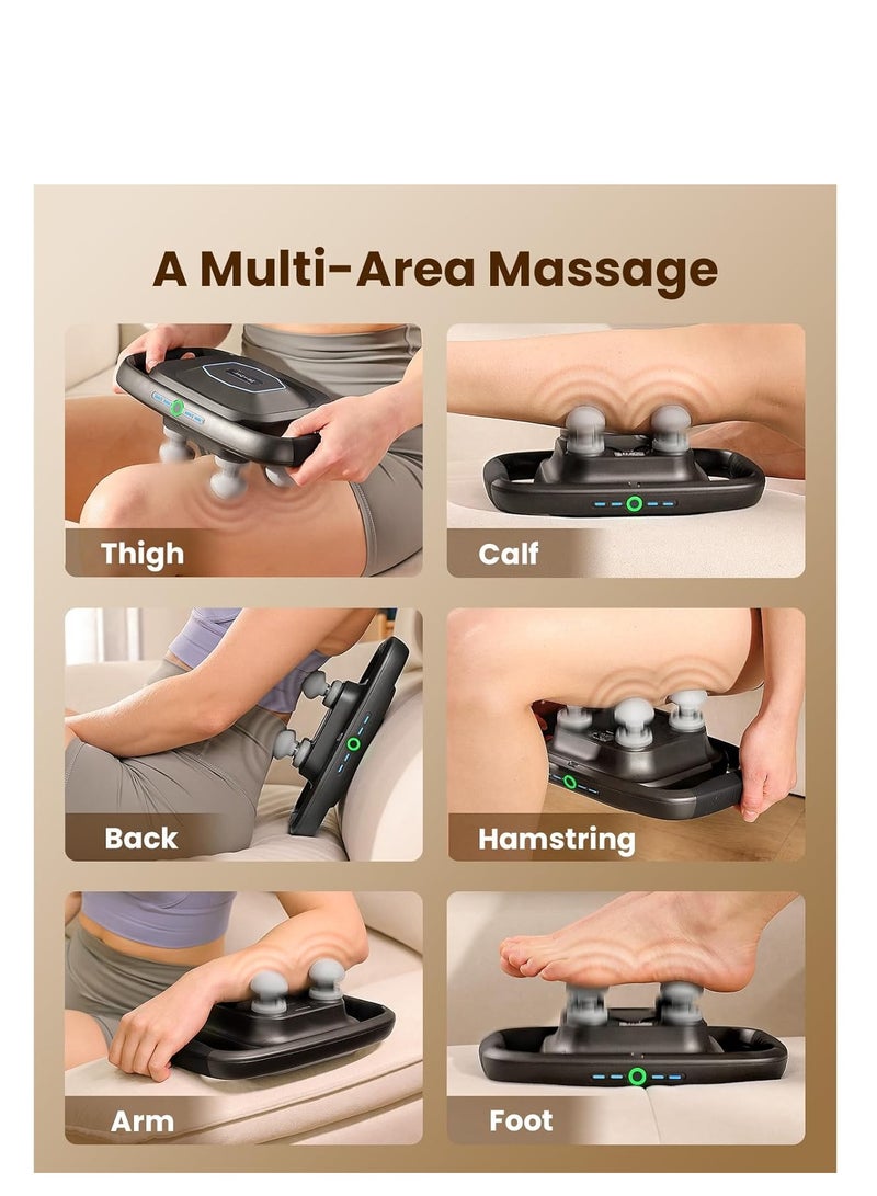 مسدس تدليك بـ4 رؤوس من ثيرابانل، مسدس تدليك الانسجة العميقة مع 4 مستويات كثافة للتدليك، رؤوس وطبق تدليك قابل للاستبدال، اداة تدليك كهربائية للظهر والكتف والرقبة - Image 2
