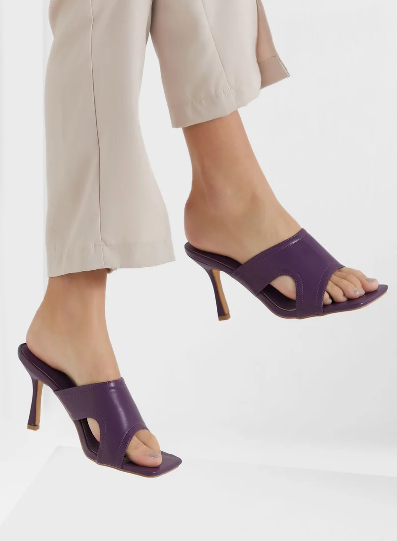 ELLA Cutout Detail Square Toe Mule Sandal