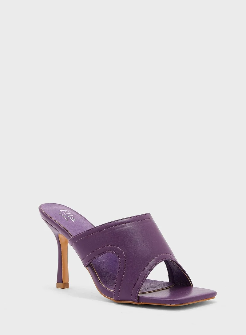 ELLA Cutout Detail Square Toe Mule Sandal