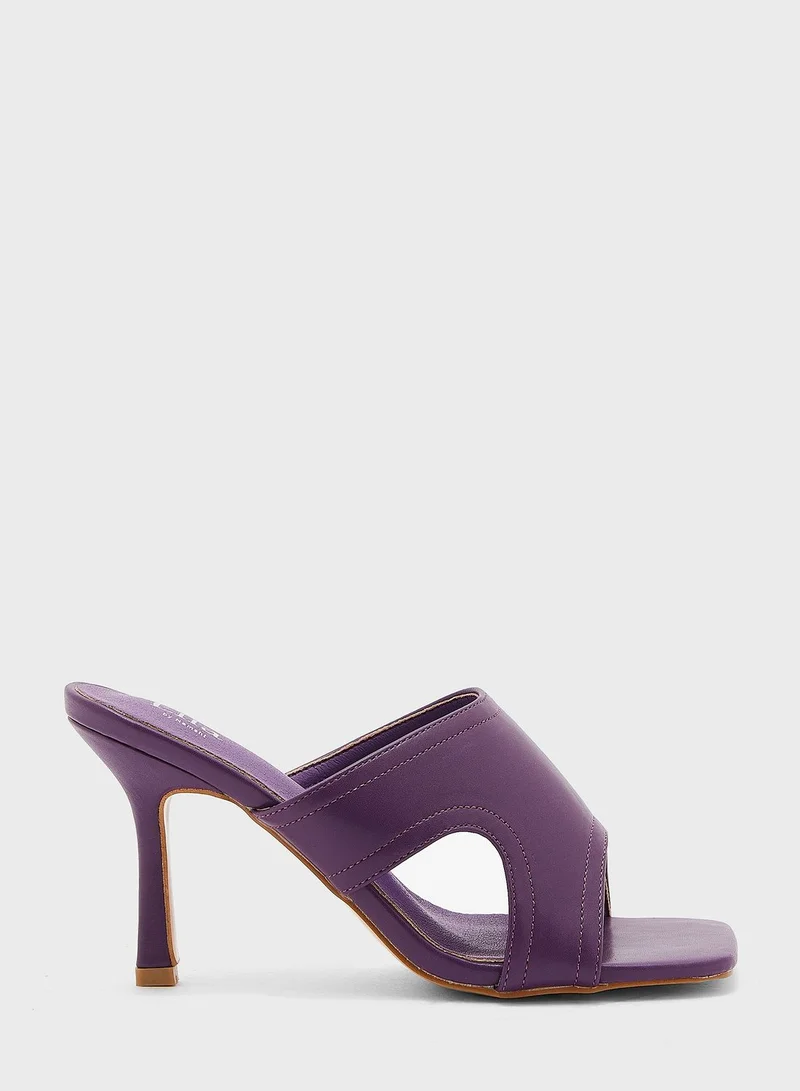 ELLA Cutout Detail Square Toe Mule Sandal