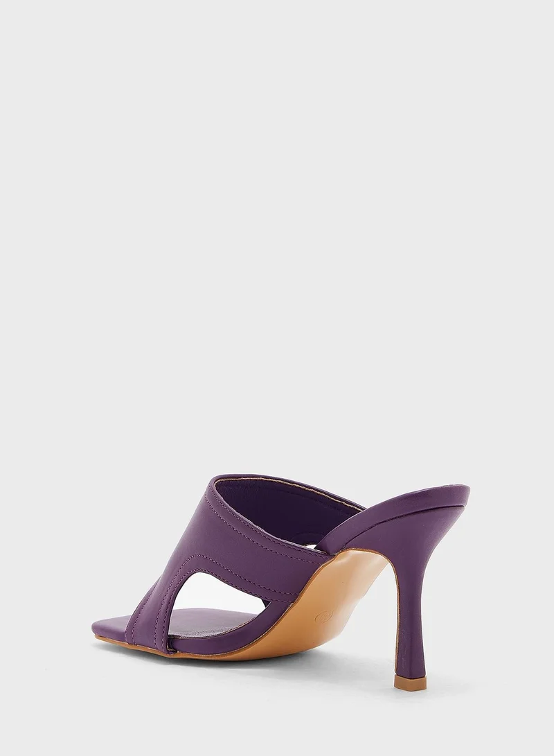 ELLA Cutout Detail Square Toe Mule Sandal