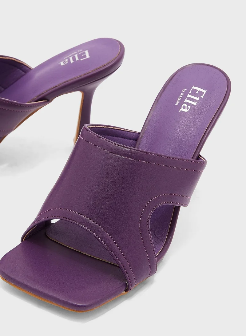 ELLA Cutout Detail Square Toe Mule Sandal