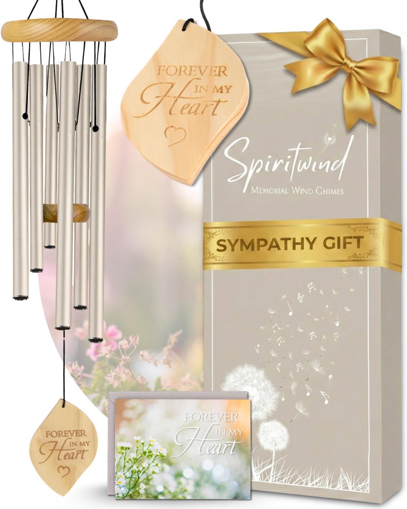 Spiritwind Beautifully Packaged Pearl Memorial Wind Chimes for Loss of Loved One - Tranquil Sounding Sympathy Wind Chimes for Outside in Memory of a Loved One - Ideal as a Sympathy Gift & Memorial Gifts (32") - Image 1