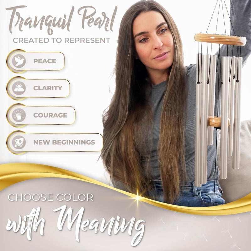 Spiritwind Beautifully Packaged Pearl Memorial Wind Chimes for Loss of Loved One - Tranquil Sounding Sympathy Wind Chimes for Outside in Memory of a Loved One - Ideal as a Sympathy Gift & Memorial Gifts (32") - Image 3
