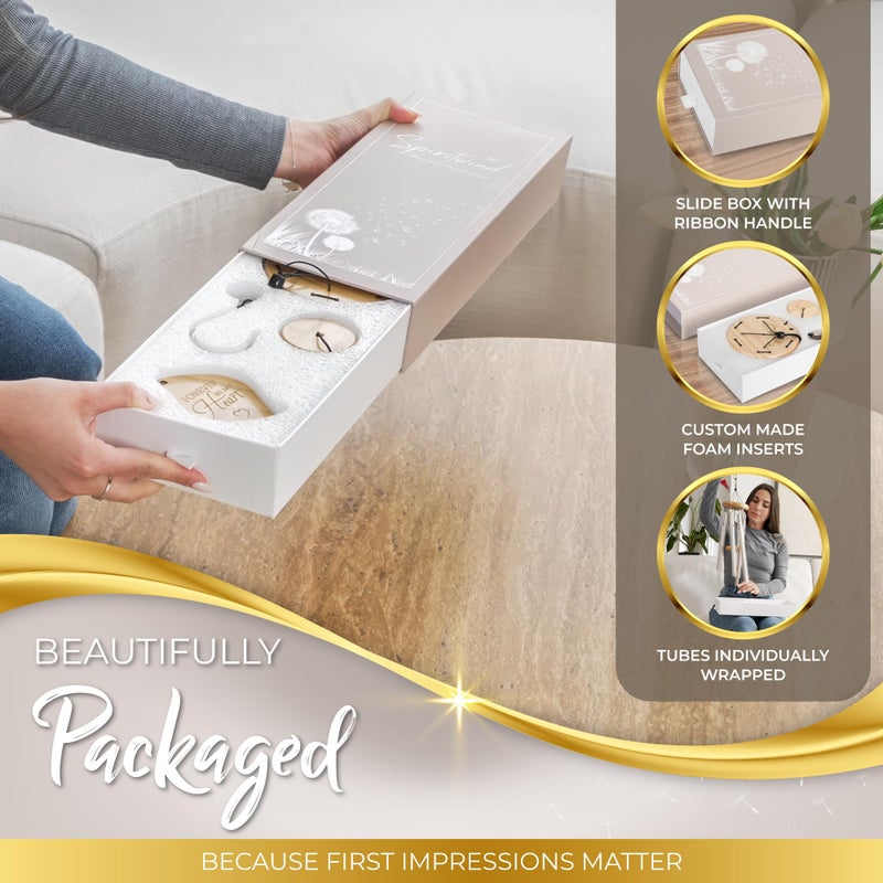 Spiritwind Beautifully Packaged Pearl Memorial Wind Chimes for Loss of Loved One - Tranquil Sounding Sympathy Wind Chimes for Outside in Memory of a Loved One - Ideal as a Sympathy Gift & Memorial Gifts (32") - Image 4