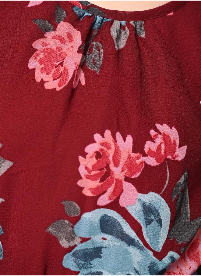 LILPICKS Floral Printed Belted Fit n Flare Dress  - Image 2