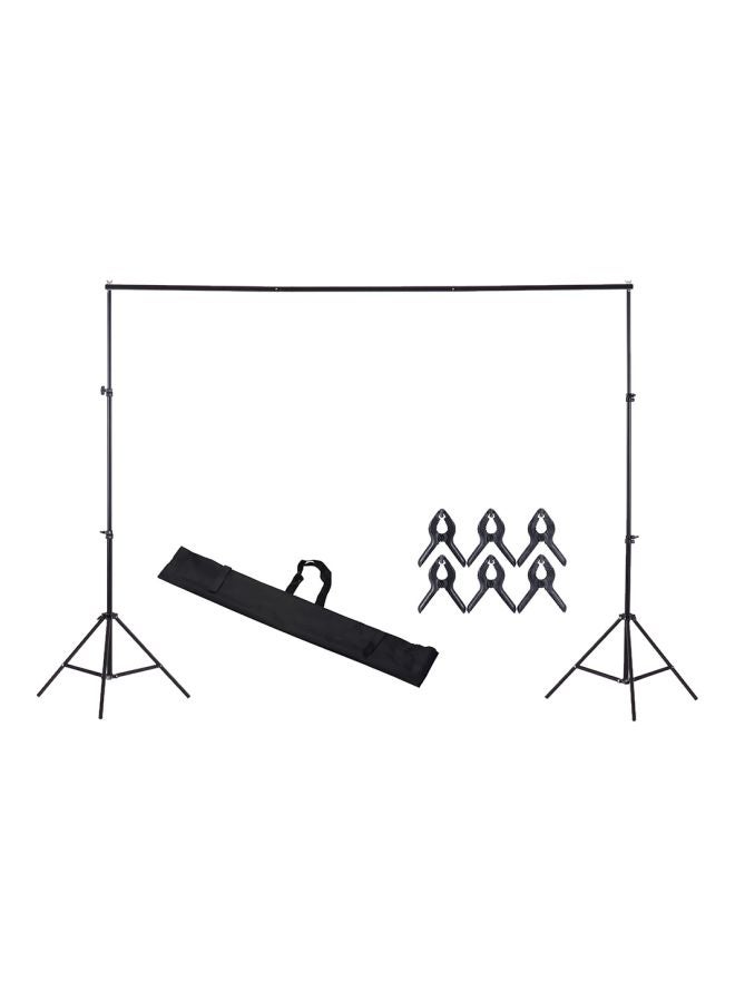 اليشمك طقم حامل ستارة خلفية للتصوير الفوتوغرافي داخل الاستديو قابل للتعديل أسود - Image 1