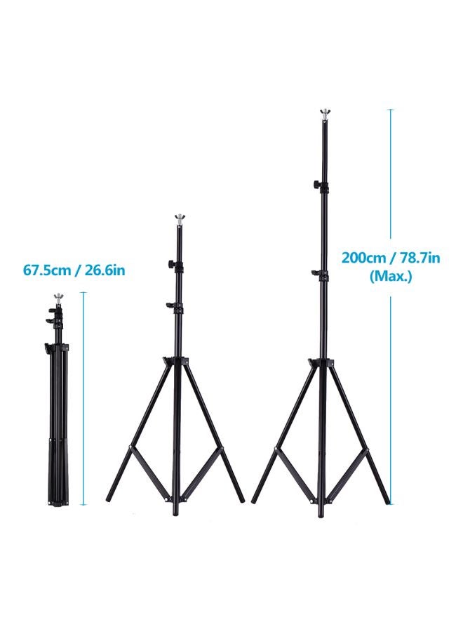 اليشمك طقم حامل ستارة خلفية للتصوير الفوتوغرافي داخل الاستديو قابل للتعديل أسود - Image 3
