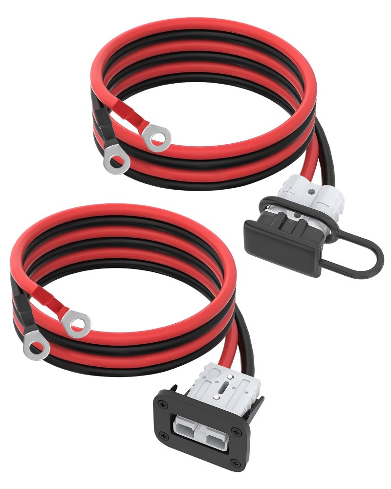 IZTOSS 2PCS 50A Anderson Connector 6 to 12 Gauge Battery Quick ConnectDisconnect Connector 164FT 8AWG Cable ORing Terminal with Bracket and Protective Cover for Car Winch Trailer