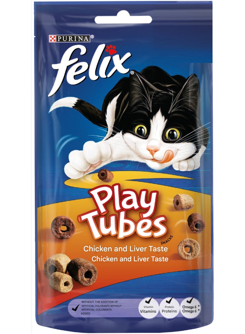 PURINA Felix Play Tubes Chicken & Liver 50G Bag Dry Cat Treats - Image 1