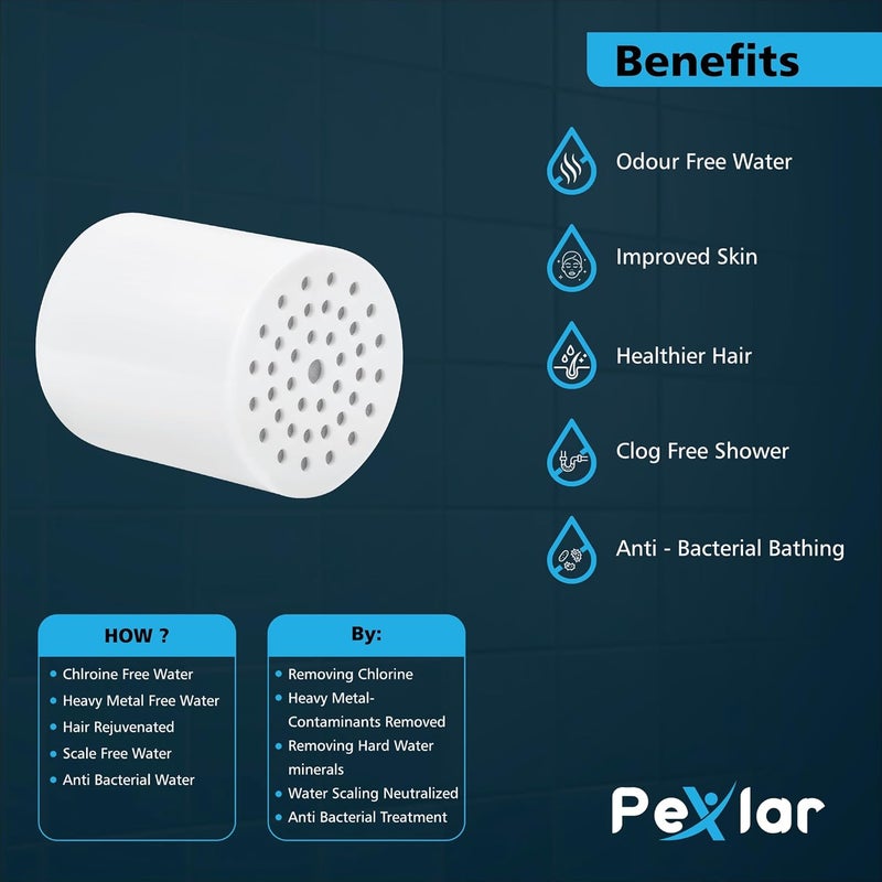 Pexlar Shower Filter Replacement Cartridge – Compatible with Most Standard Shower Filters – Long-Lasting - Image 2