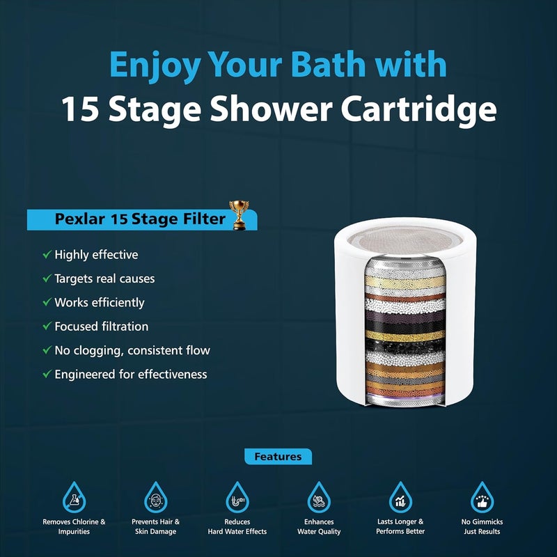 Pexlar Shower Filter Replacement Cartridge – Compatible with Most Standard Shower Filters – Long-Lasting - Image 4