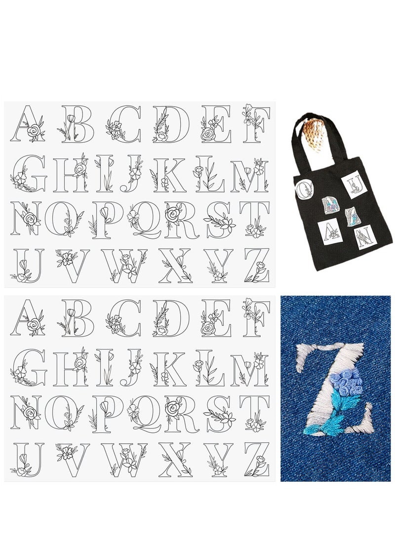 SYOSI Water Soluble Hand Sewing Stabilizers, Azonee 50 Pcs Creative DIY Handmade Embroidery Stabilizer, Embroidery Stabilizers with Boho Pattern for Embroidery Hand Sewing Lover, Letters - Image 1