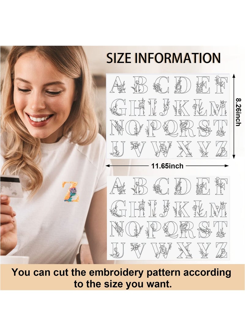 SYOSI Water Soluble Hand Sewing Stabilizers, Azonee 50 Pcs Creative DIY Handmade Embroidery Stabilizer, Embroidery Stabilizers with Boho Pattern for Embroidery Hand Sewing Lover, Letters - Image 4