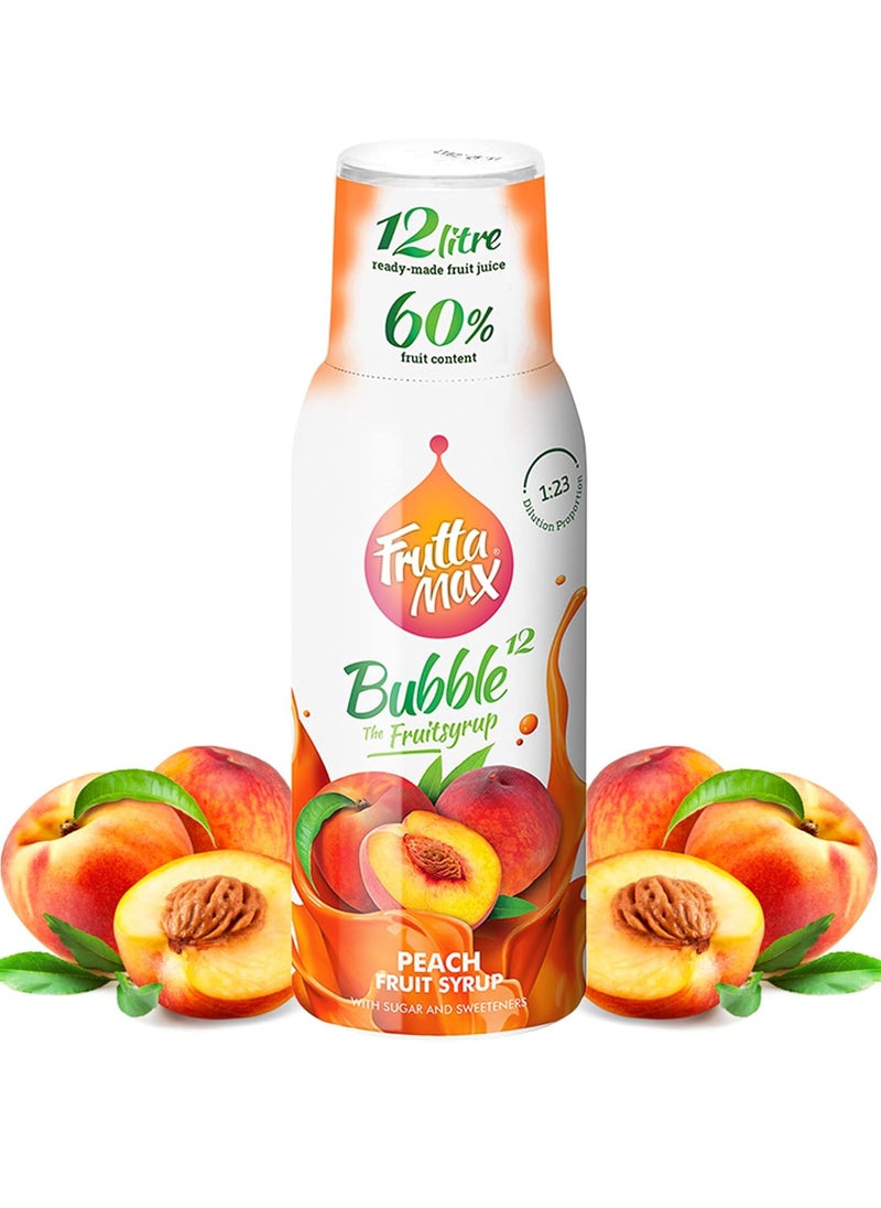 Fruttamax - FruttaMax - Fruit Syrup Concentrate | Less Sugar | with 60% Fruit Content | Suitable for soda Machine 500ml (Peach) - Image 1