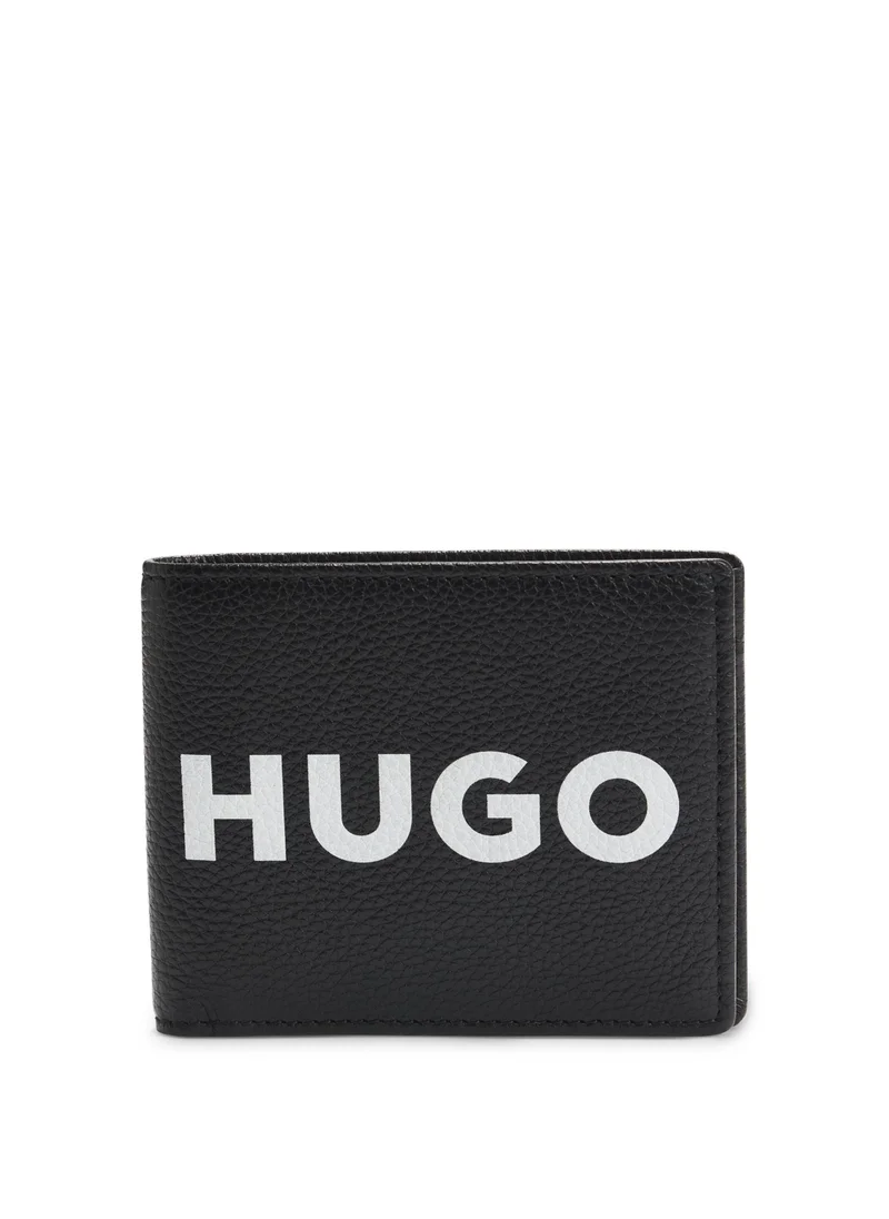 هوجو Grained-leather wallet with contrast logo