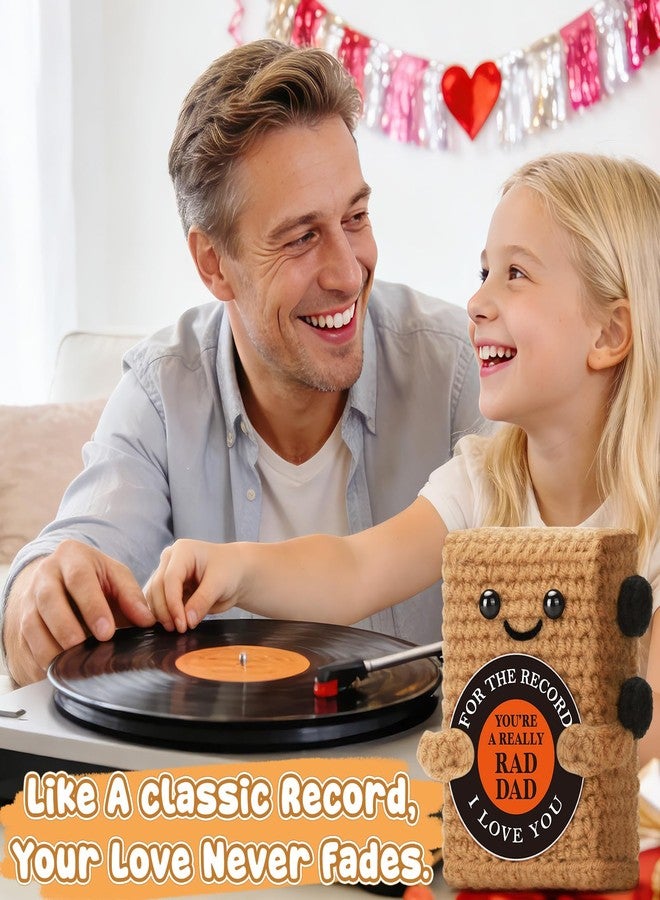WELLBANEE Fathers Dad Gifts for Dads from Daughter Son, Unique Vinyl Record Crochet Gift, Appreciation Birthday Gift for Daddy Step Dad, I Love You, Music Lover Crochet Record Vinyl, Toy Figure, Desk Decoration - Image 2