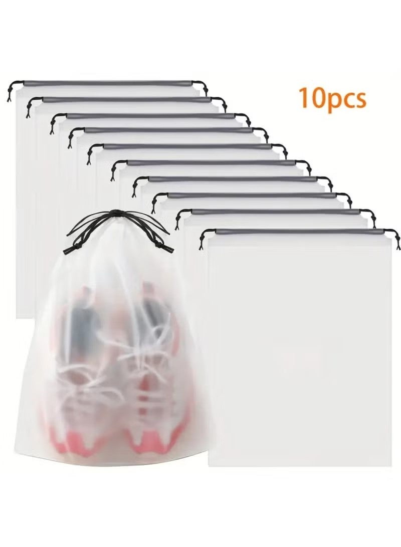 Transparent Shoe Bags for Travel Large Clear Shoes Organizers Storage Pouch with Rope for Men and Women 10 Pack - Image 1