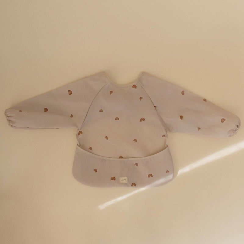 mushie Long Sleeve Baby Bib | Water Resistant Adjustable Fit for Ages 6-24 Months (Rainbows) - Image 3
