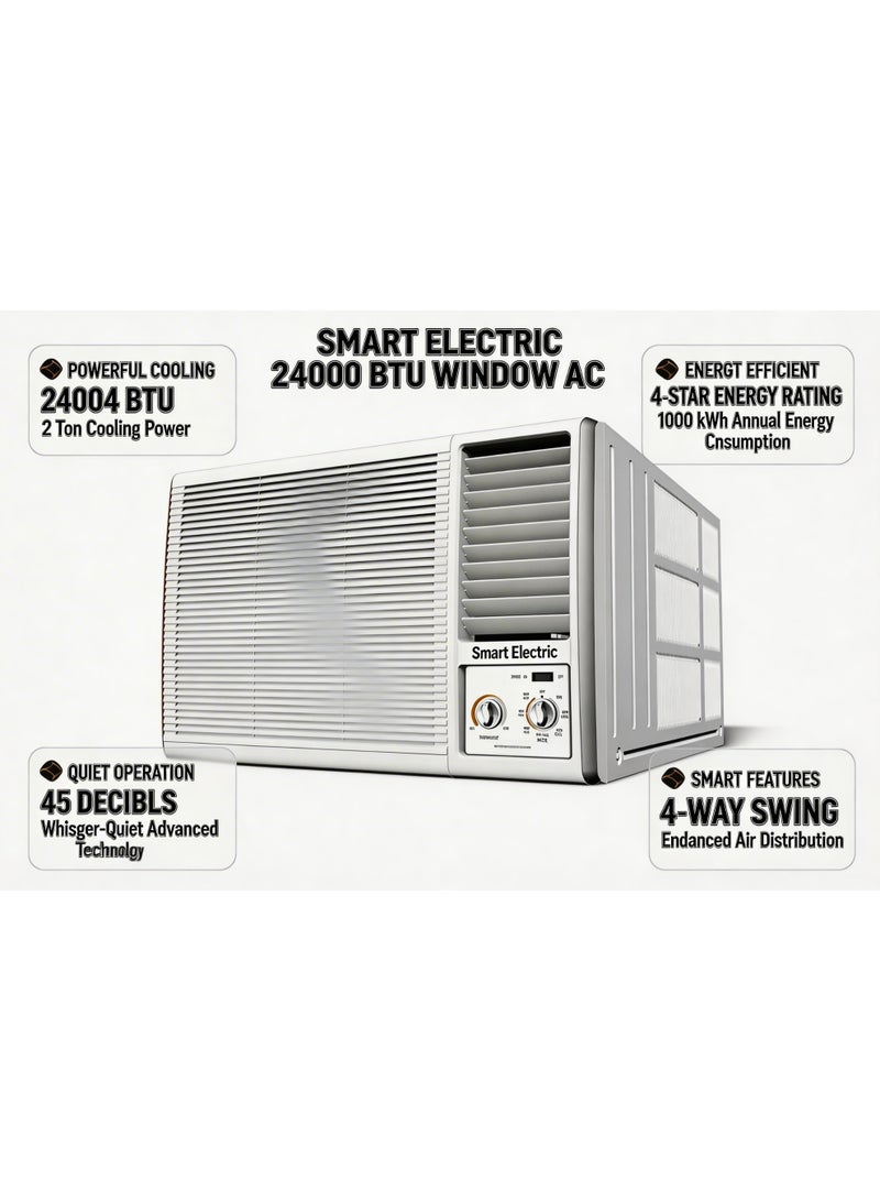 SmartElectric Smart Electric Window Air Conditioner, 24000  BTU, 2 Ton, Noiseless, Energy Saving - Image 3