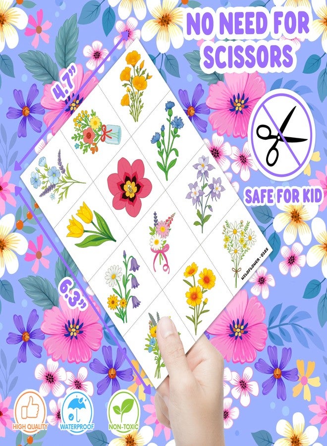 91TATTOOS 96 PCS Small Wildflower Pre-Cut Temporary Tattoos for Kids - Image 4