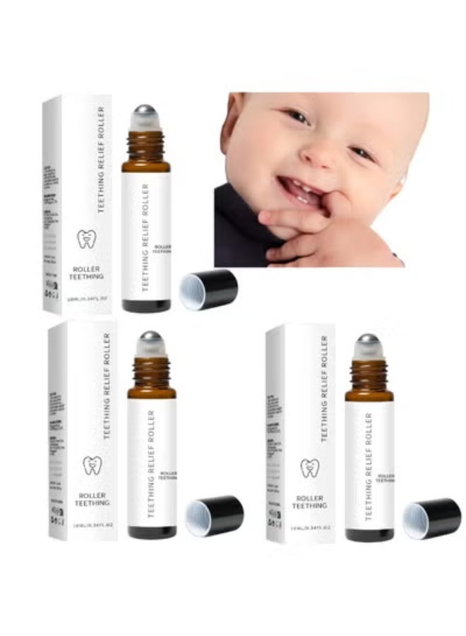 ROLLER 3-Pack ROLLER Relieve Teething Pain Baby Teeth Relief Roller Essential Oil 10ML - Image 1