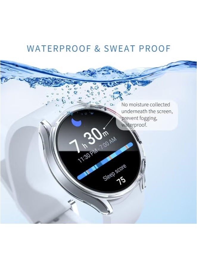 Samsung Galaxy Watch 7 Screen Protector Case 44mm, Hard PC Bumper Cover with Anti-Fog Tempered Glass Protective Screen Protector for Galaxy Watch 7 Accessories (Clear,44mm)  - Image 2