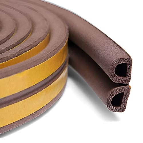 VOLO 600 CM Self Adhesive Rubber D Seal for Doors & Windows – 6 Meter (2 x 3M) Sound Proof, Weather Proof, Dust Proof, Insect Blocker & Anti Collision Strip for Home & Office Use (Brown) - Image 1