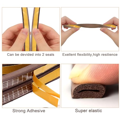 VOLO 600 CM Self Adhesive Rubber D Seal for Doors & Windows – 6 Meter (2 x 3M) Sound Proof, Weather Proof, Dust Proof, Insect Blocker & Anti Collision Strip for Home & Office Use (Brown) - Image 4