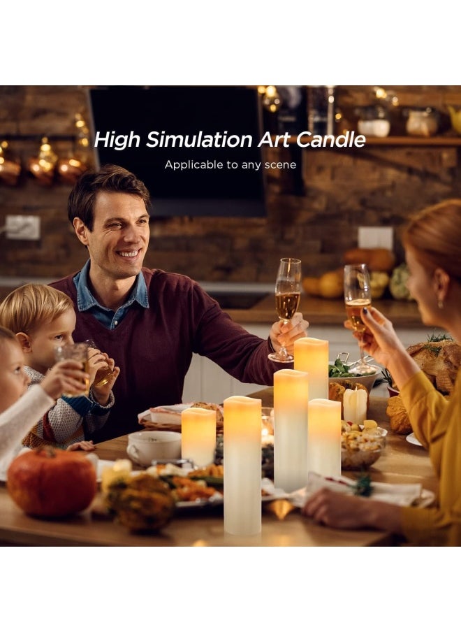 Hausware - Hausware Flameless Candles Battery Operated Candles H 4" 5" 6" 7" 8" 9" Real Wax Pillar Flickering Led Candle With 10-Key Remote And Timer Control, Set Of 9 (Ivory Color) - Image 1