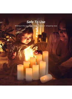 Hausware Hausware Flameless Candles Battery Operated Candles H 4" 5" 6" 7" 8" 9" Real Wax Pillar Flickering Led Candle With 10-Key Remote And Timer Control, Set Of 9 (Ivory Color)  - Image 5