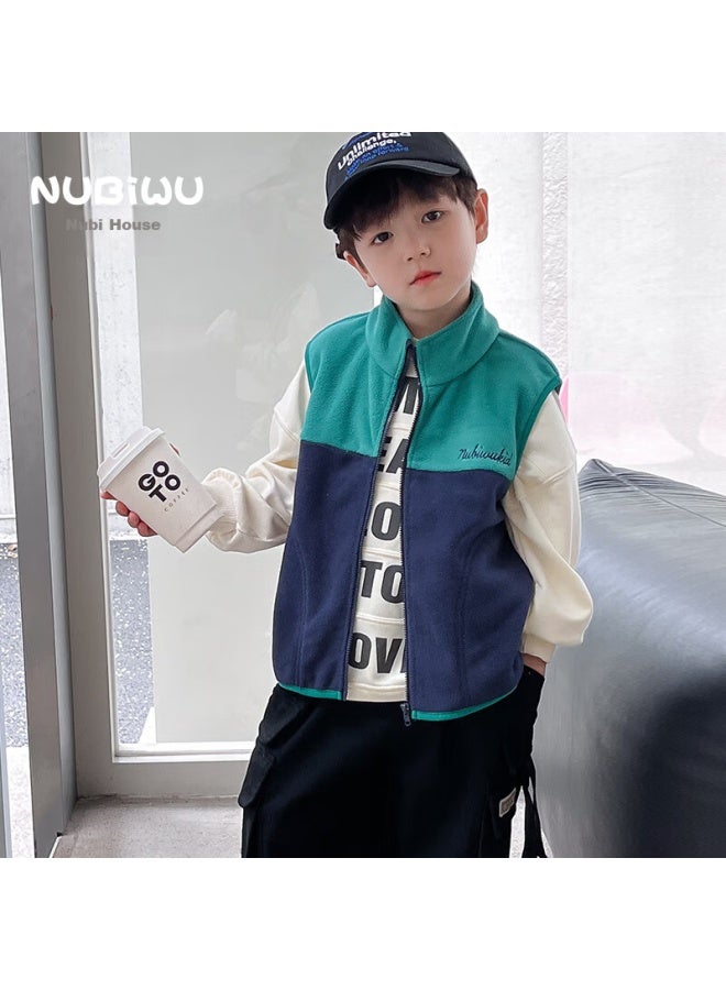 Nubiwu Children's Vest For Boys, Spring And Autumn Fleece Waistcoat, Boys' Autumn Sleeveless Jacket, Outer Wear Fleece Vest - Image 1