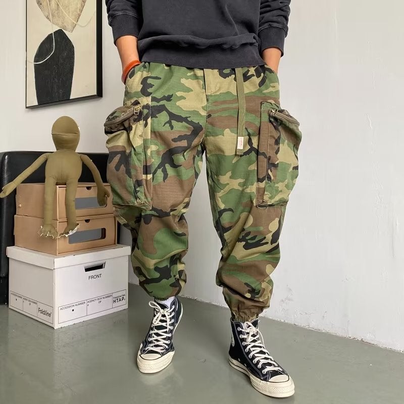 Autumn American Casual High-end Camouflage Crane Pants Mens Loose Trendy Brand Outdoor Paratrooper Harlan Pants 8832