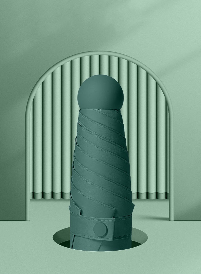 Haidue Small Folding Capsule Sunblock Umbrella, Green - Image 3