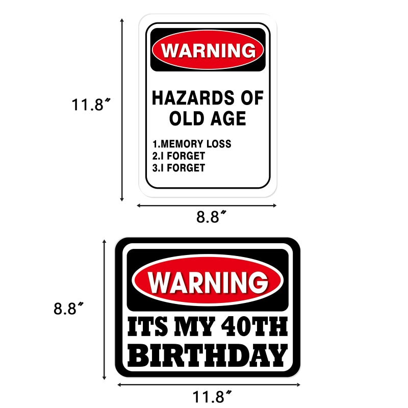 WERNNSAI 40th Birthday Decorations - 9 PCS 40 Year Old Birthday Decorations Signs for Men Women Yellow Funny Picture Props 40s Door Windows Wall Decor Signs Happy Bday Party Garden Banner - Image 2