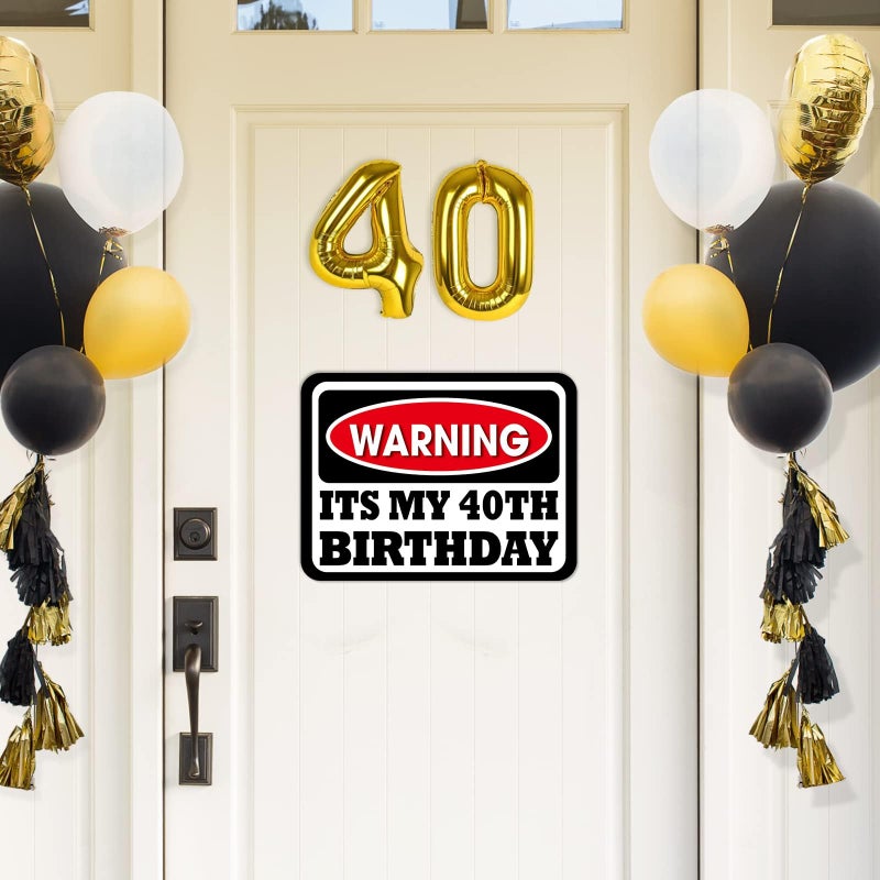 WERNNSAI 40th Birthday Decorations - 9 PCS 40 Year Old Birthday Decorations Signs for Men Women Yellow Funny Picture Props 40s Door Windows Wall Decor Signs Happy Bday Party Garden Banner - Image 4