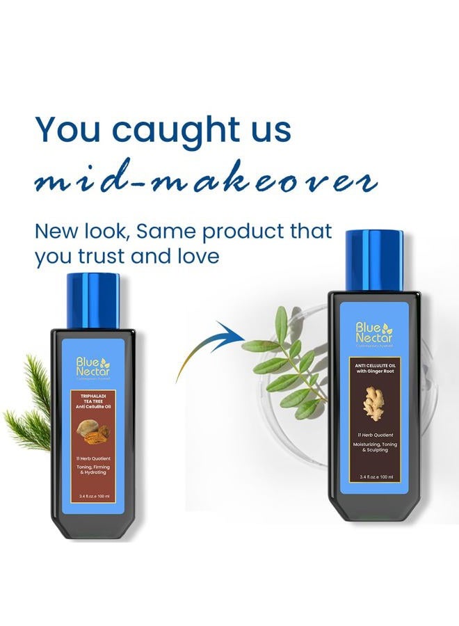 Blue Nectar زيت الزنجبيل المضاد للسيلوليت لتدليك الجسم لشد البشرة، وتنسيقها وترطيبها | زيت تدليك الزنجبيل الأصيل مع فيتامين ب و ج المستخلص من النباتات للنساء والرجال (11 عشبة، 100 مل) - Image 2