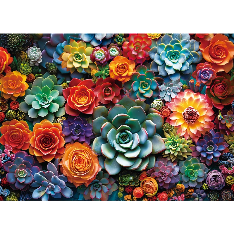 Edsjegn 1000 Piece Puzzle for Adults Colourful Flowers Succulent Plants Puzzle for Adults Children Recycled Paper Jigsaw Puzzle 1000 Pieces Fun and Challenging Family Game Great Gift Idea 28 20 in - Image 3