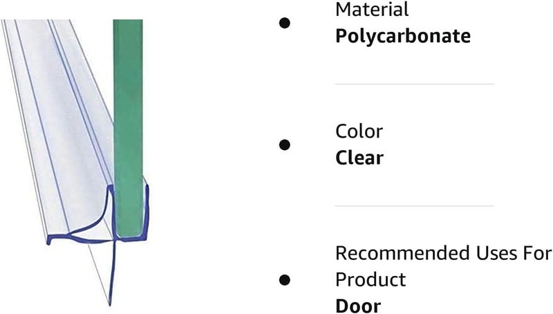 Dalrun Frameless Shower Door Bottom Seal Shower Sweep with Drip Rail for 1/4" Glass,36" Long, Vinyl, Clear - Image 3