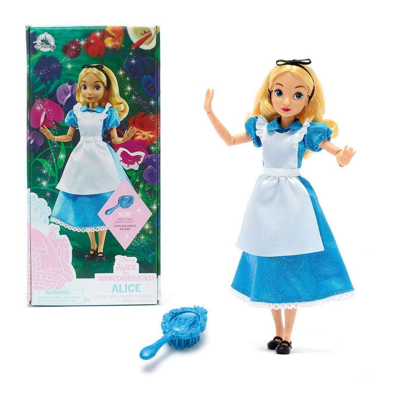 Disney Store Official Alice in Wonderland Classic Doll for Kids, 30cm/11”, Includes Brush, Fully Poseable Toy in Satin Dress and Pinafore - Suitable for Ages 3+ - Image 1
