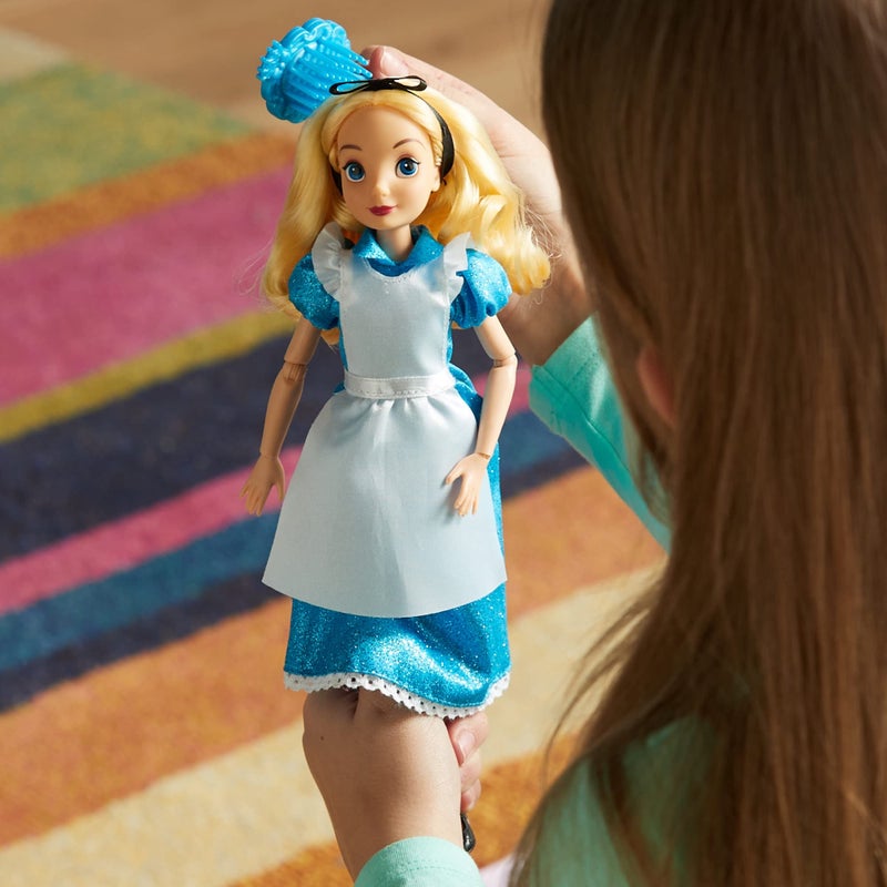 Disney Store Official Alice in Wonderland Classic Doll for Kids, 30cm/11”, Includes Brush, Fully Poseable Toy in Satin Dress and Pinafore - Suitable for Ages 3+ - Image 2